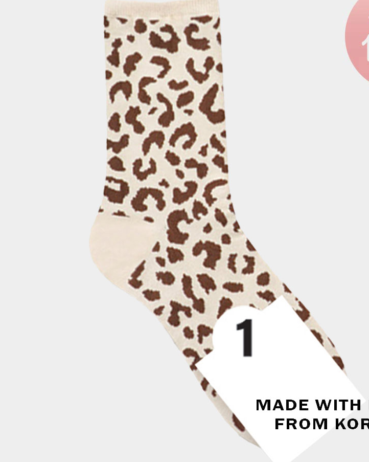 Beige Leopard Socks