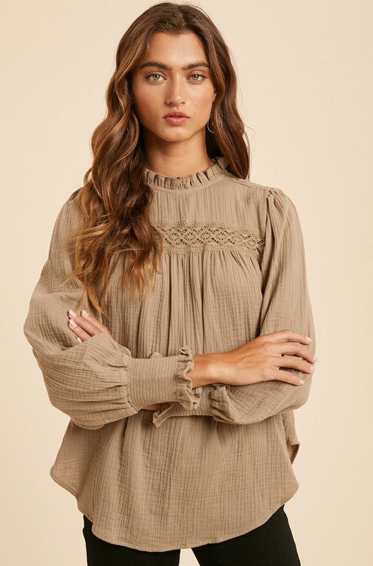 Ruffled Mock Neck Top