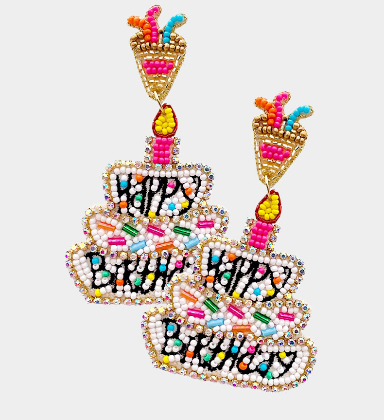 HAPPY BIRTHDAY Beaded Earrings