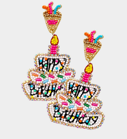 HAPPY BIRTHDAY Beaded Earrings