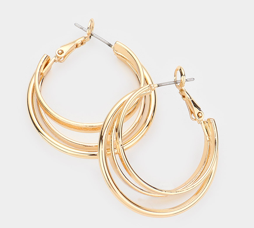 Triple Gold Earrings