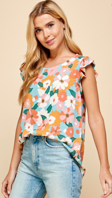 The Ruffle Sleeve Floral Top