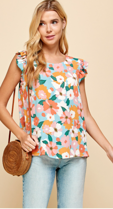 The Ruffle Sleeve Floral Top