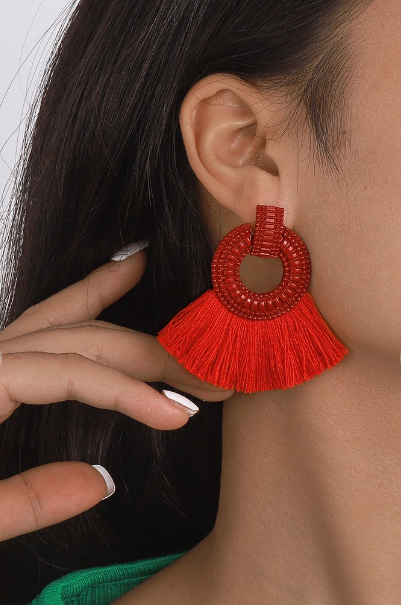 Red Tassel Earrings