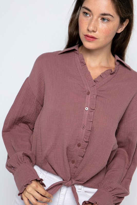 Ruffled Linen Top