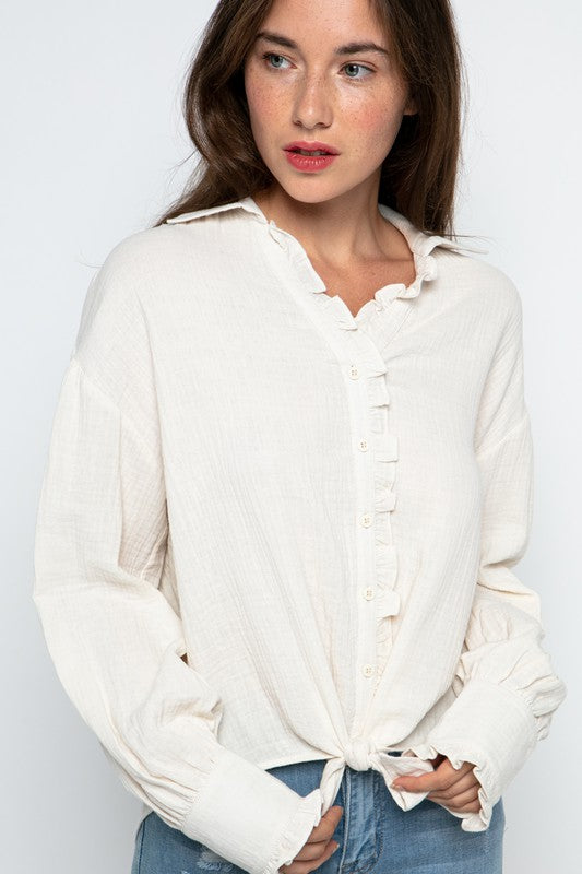 Ruffled Linen Top