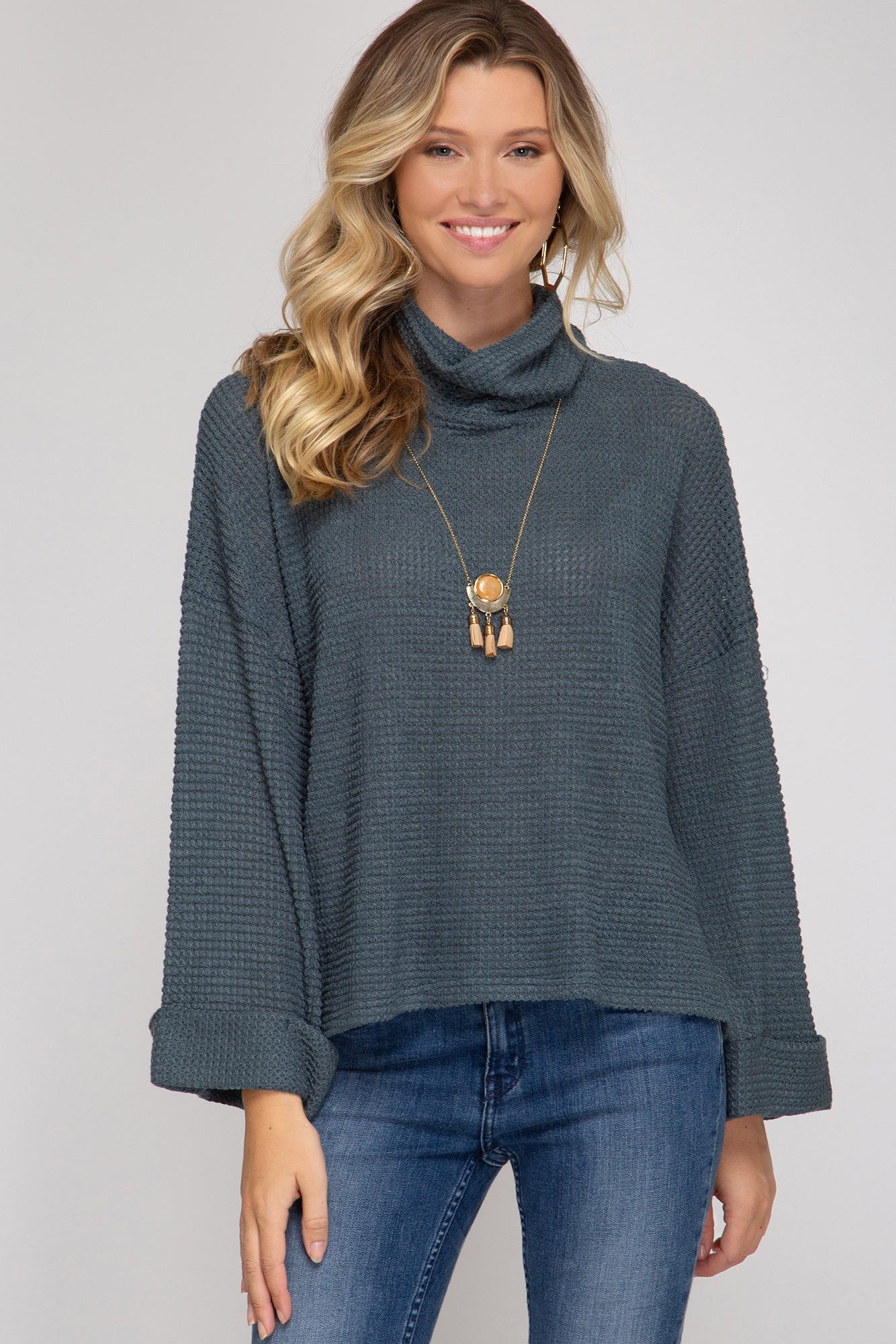 Thermal Knit Turtle Neck Top