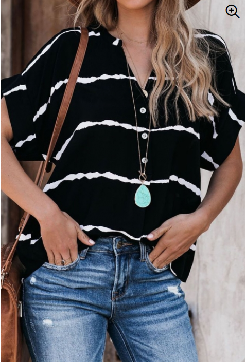 Unique Striped Flowy Blouse