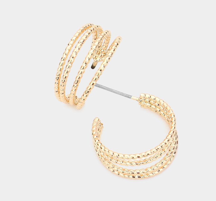 Triple Gold Hoops