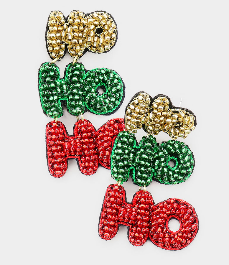 Ho Ho Ho Beaded Earrings