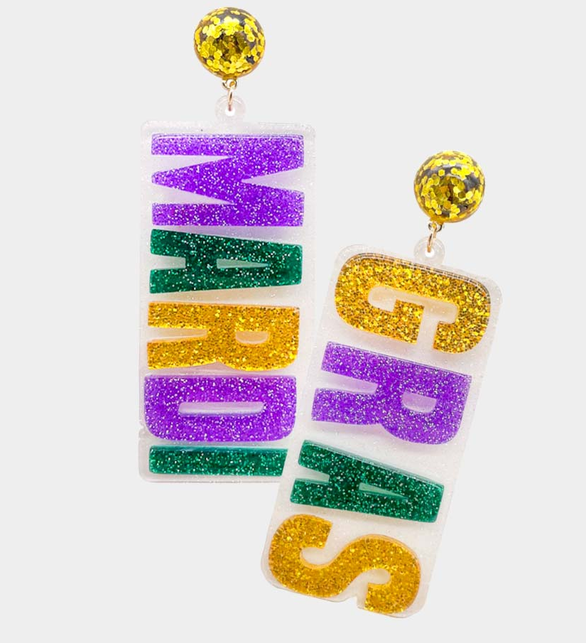 Mardi Gras Resin Earrings