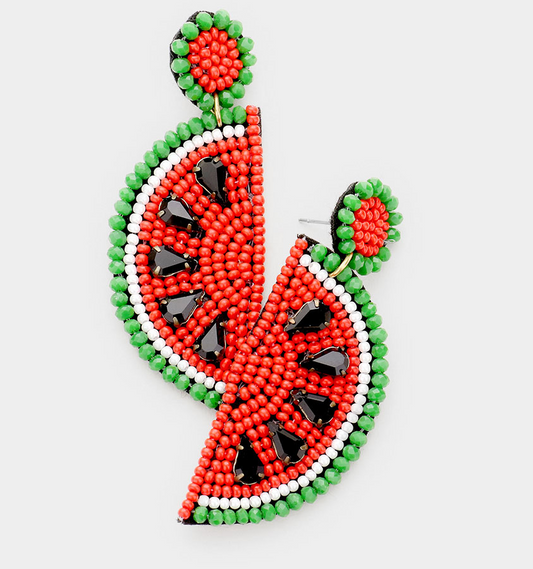 Watermelon Beaded Earrings