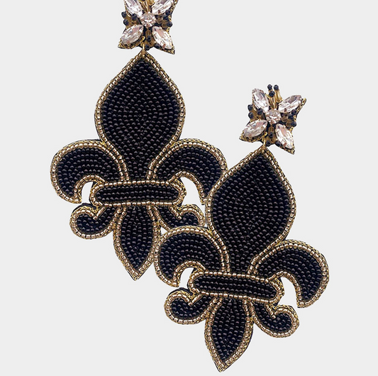 Fleur De Lis Beaded Earrings