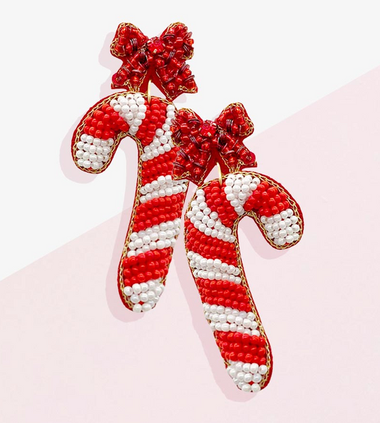 Candy Cane Beaded Earrings