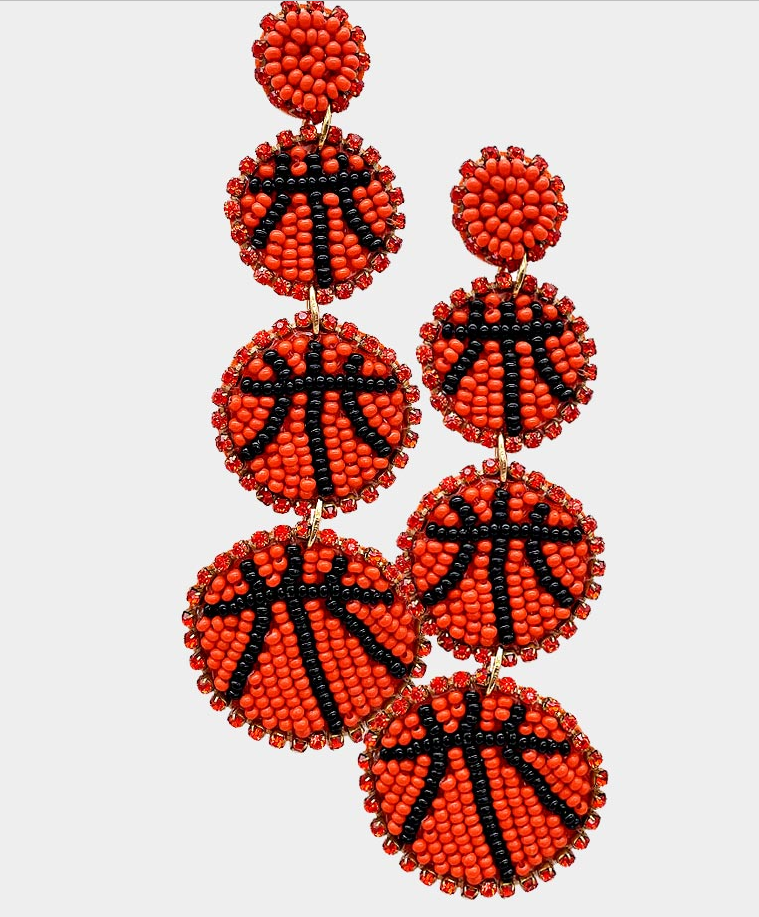 Basketball Beaded Earrings