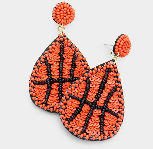 Basketball Beaded Earrings