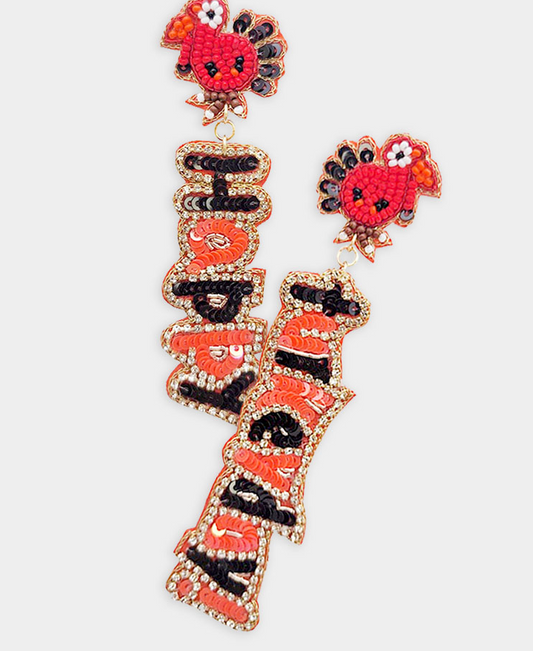 Happy Turkey Day Beaded Earrings