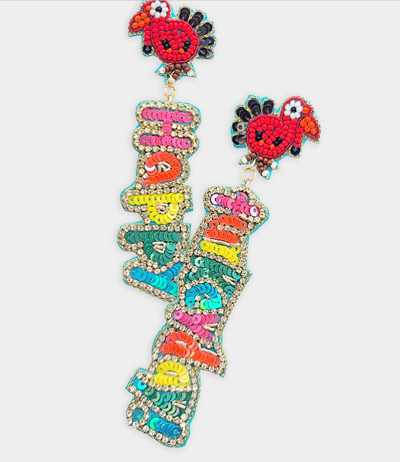 Happy Turkey Day Beaded Earrings