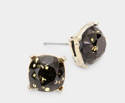 Black and Gold Stud Earrings