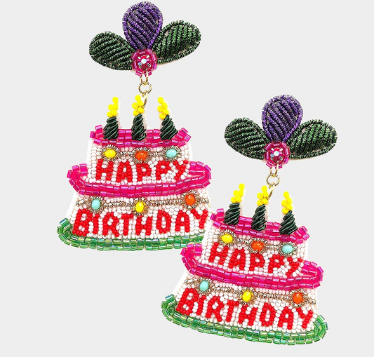 Happy Birthday Beaded Earrings