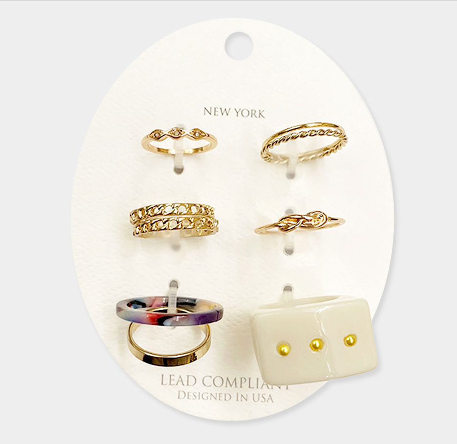 9Pc Stone Embellished Ring Set