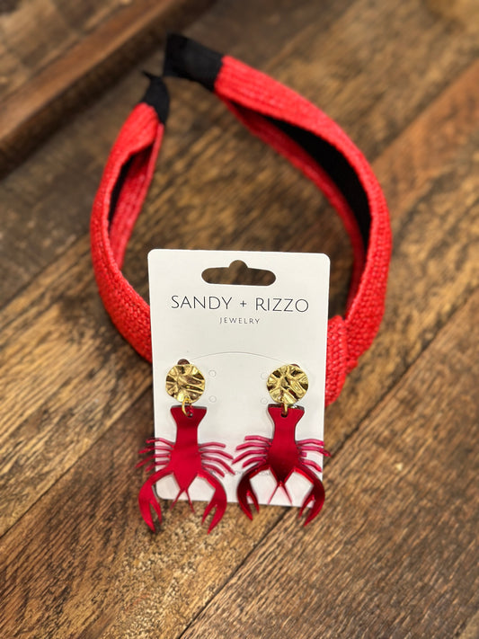 Red Mirror Crawfish Earrings