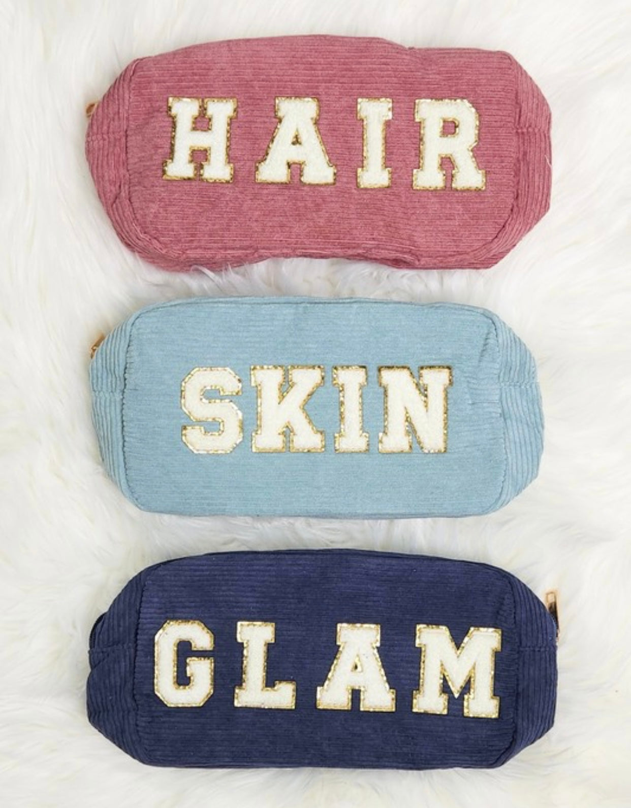The Corduroy Patch Cosmetic Bags