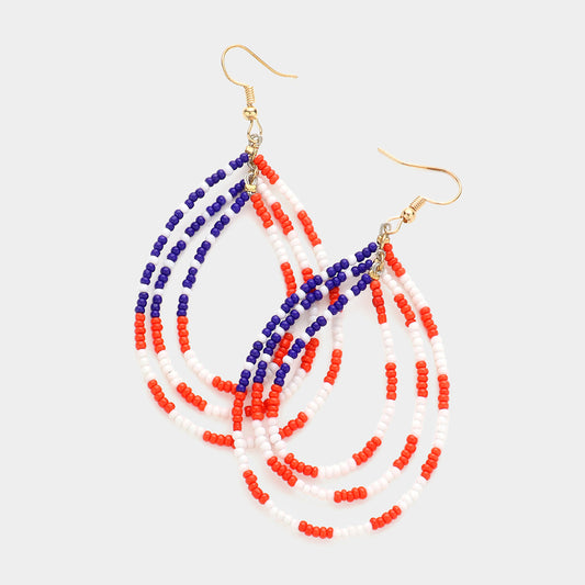 Fourth of July Beaded Earrings