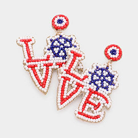 Love Fourth of July Beaded Earrings