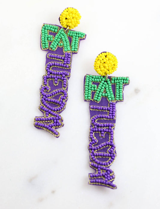 Fat Tuesday Beaded Earrings