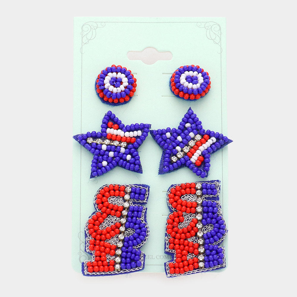 Beaded Fourth of July Studs