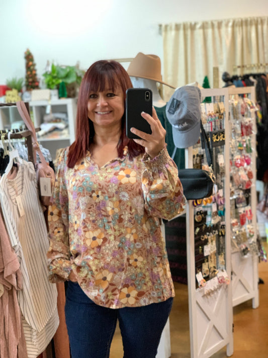 Floral Print Ruff Top