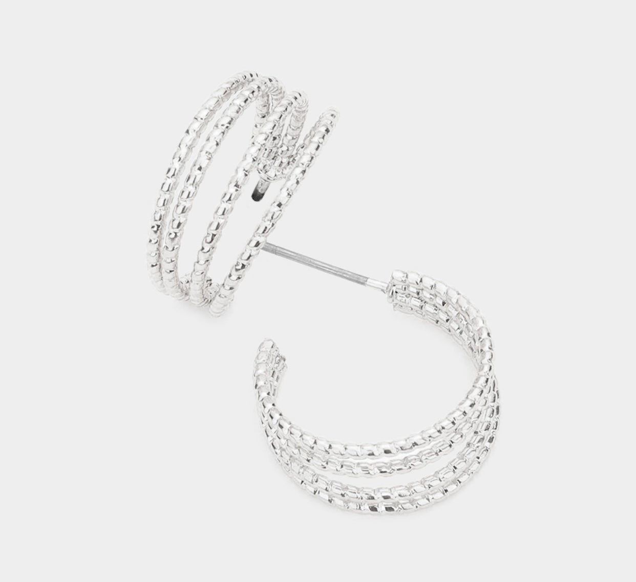 Triple Silver Hoops