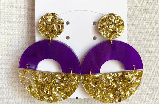 Purple and Gold Earrings