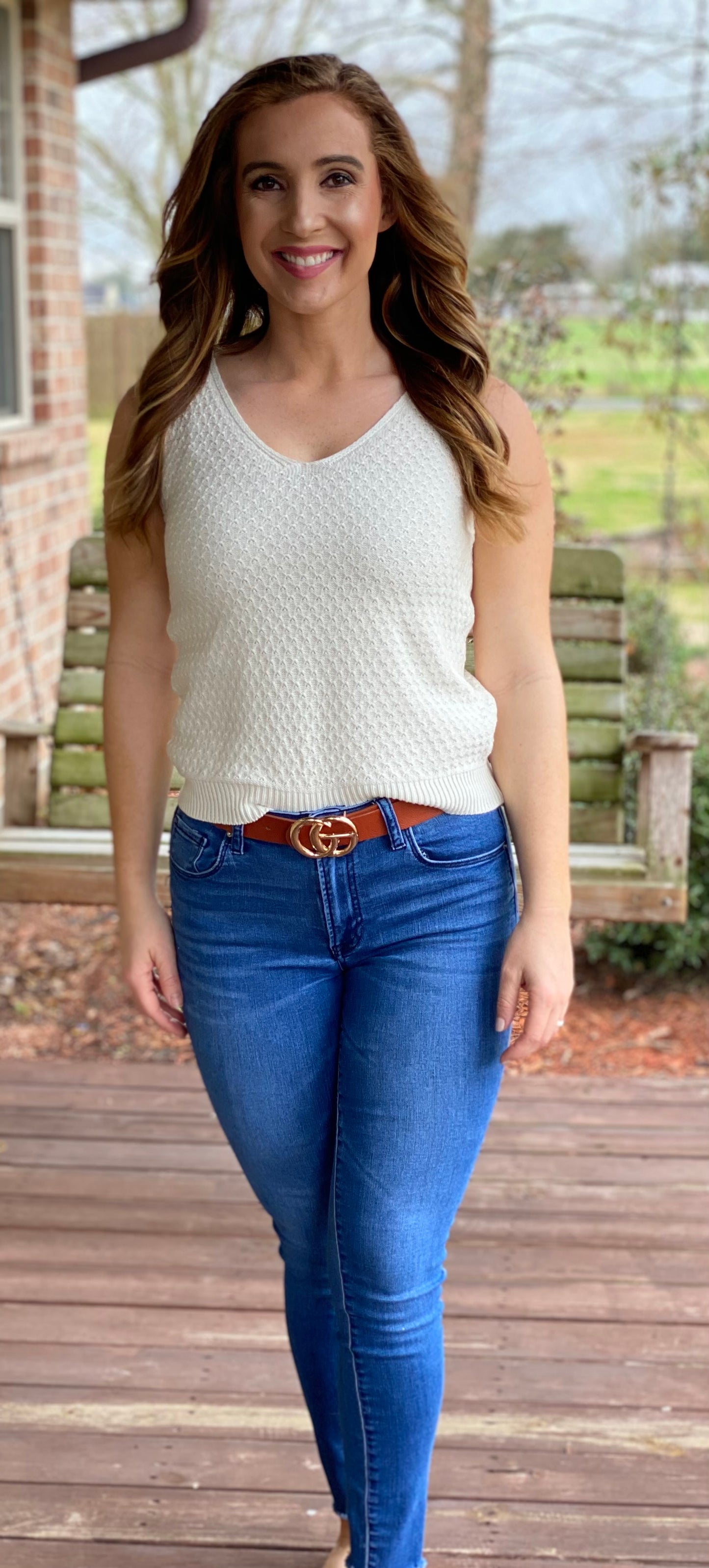 White Knit Top