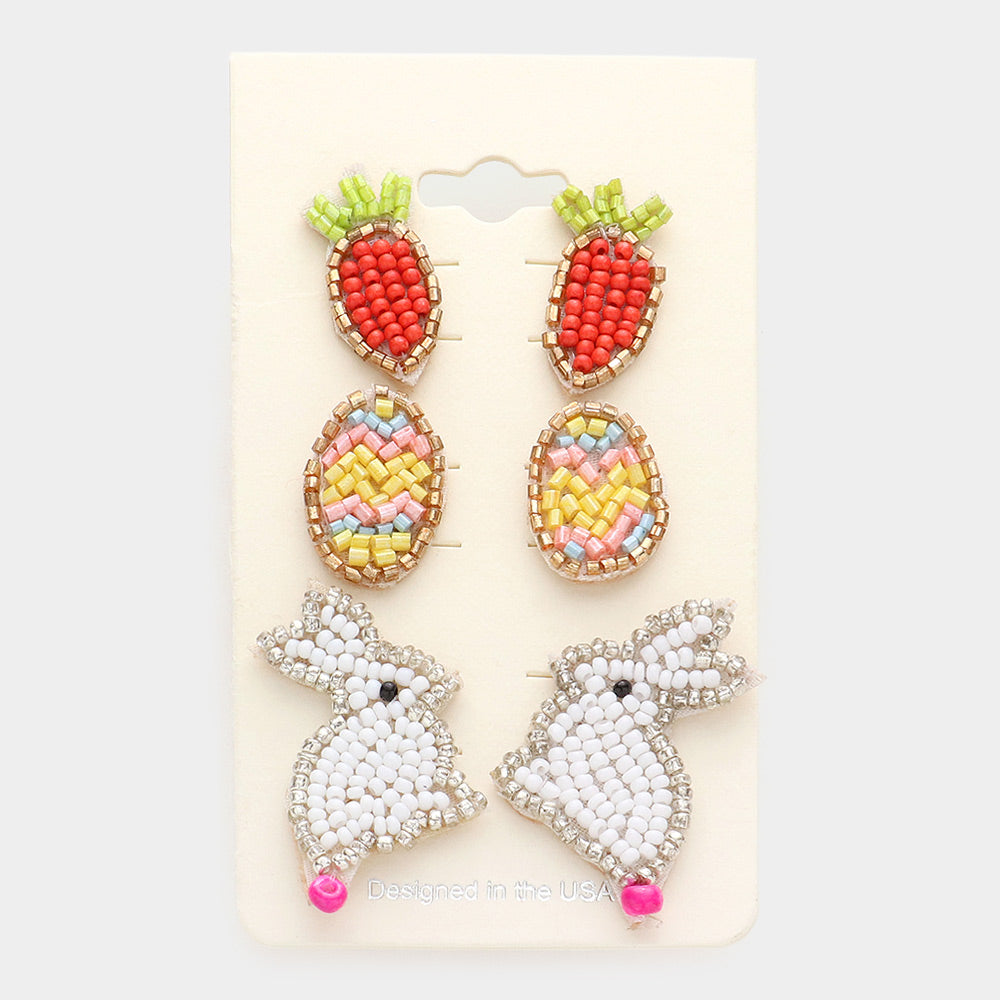 Beaded Easter Bunny Studs