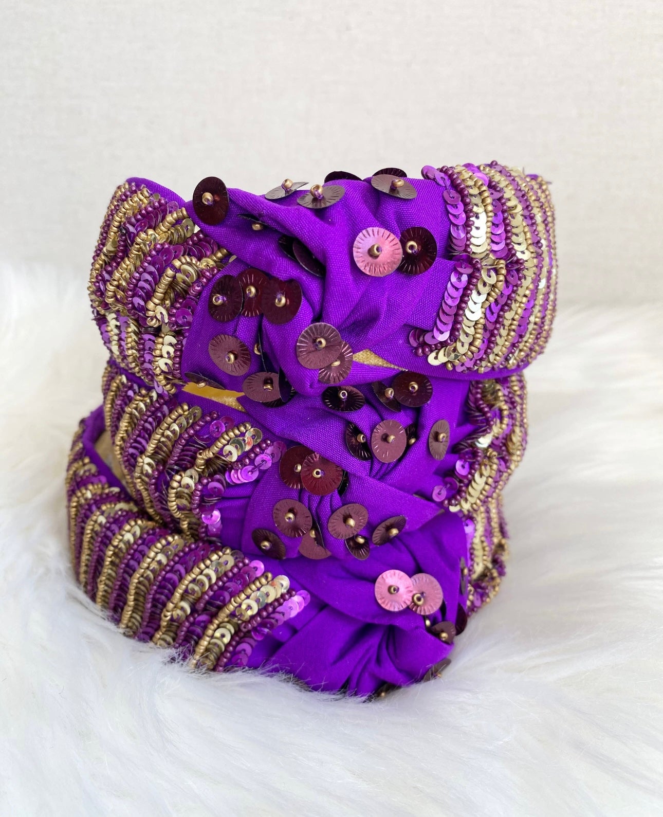 Bougie Purple and Gold Headband