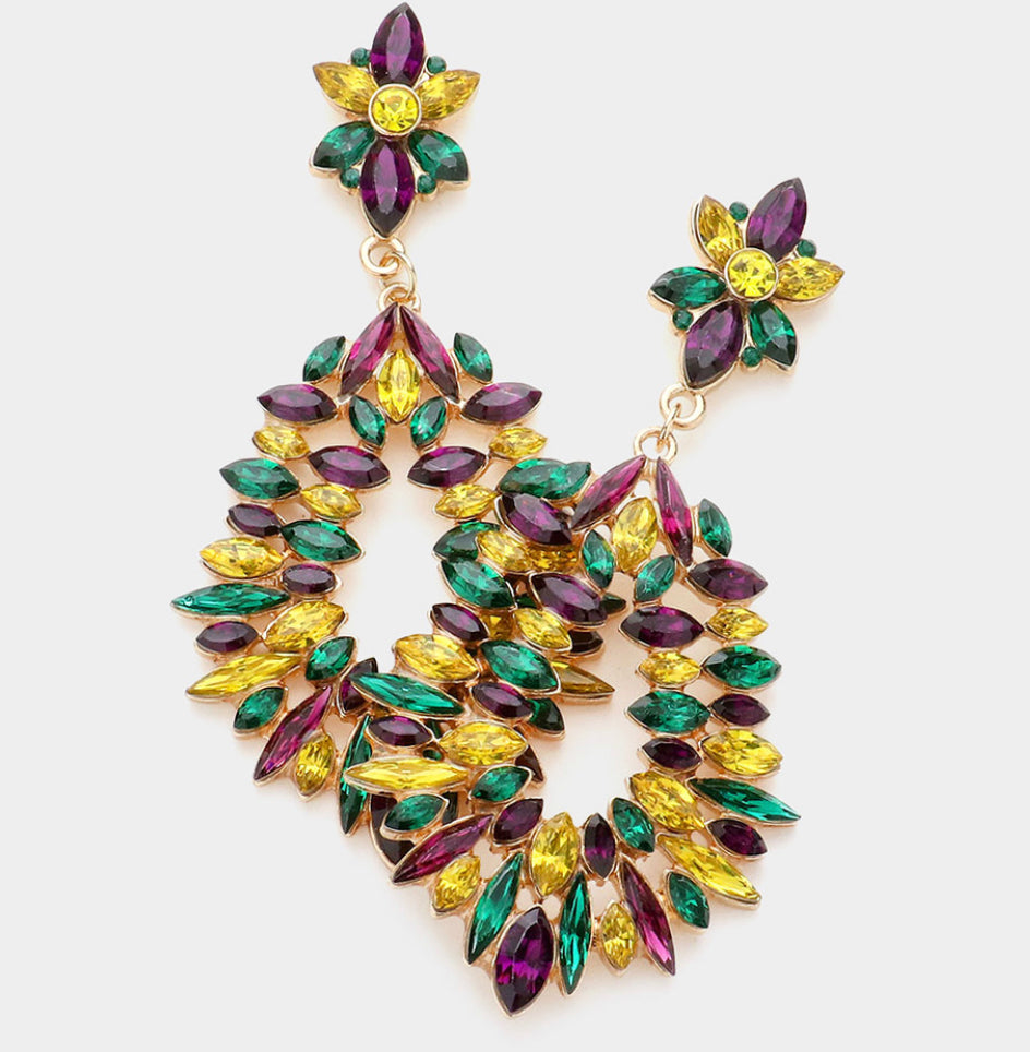 The Rhinestone Mardi Gras Earrings