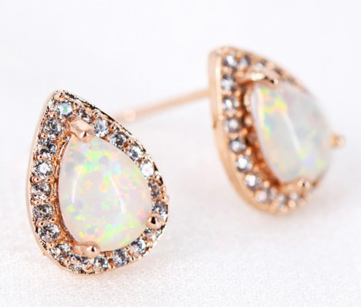 Opal Teardrop Studs