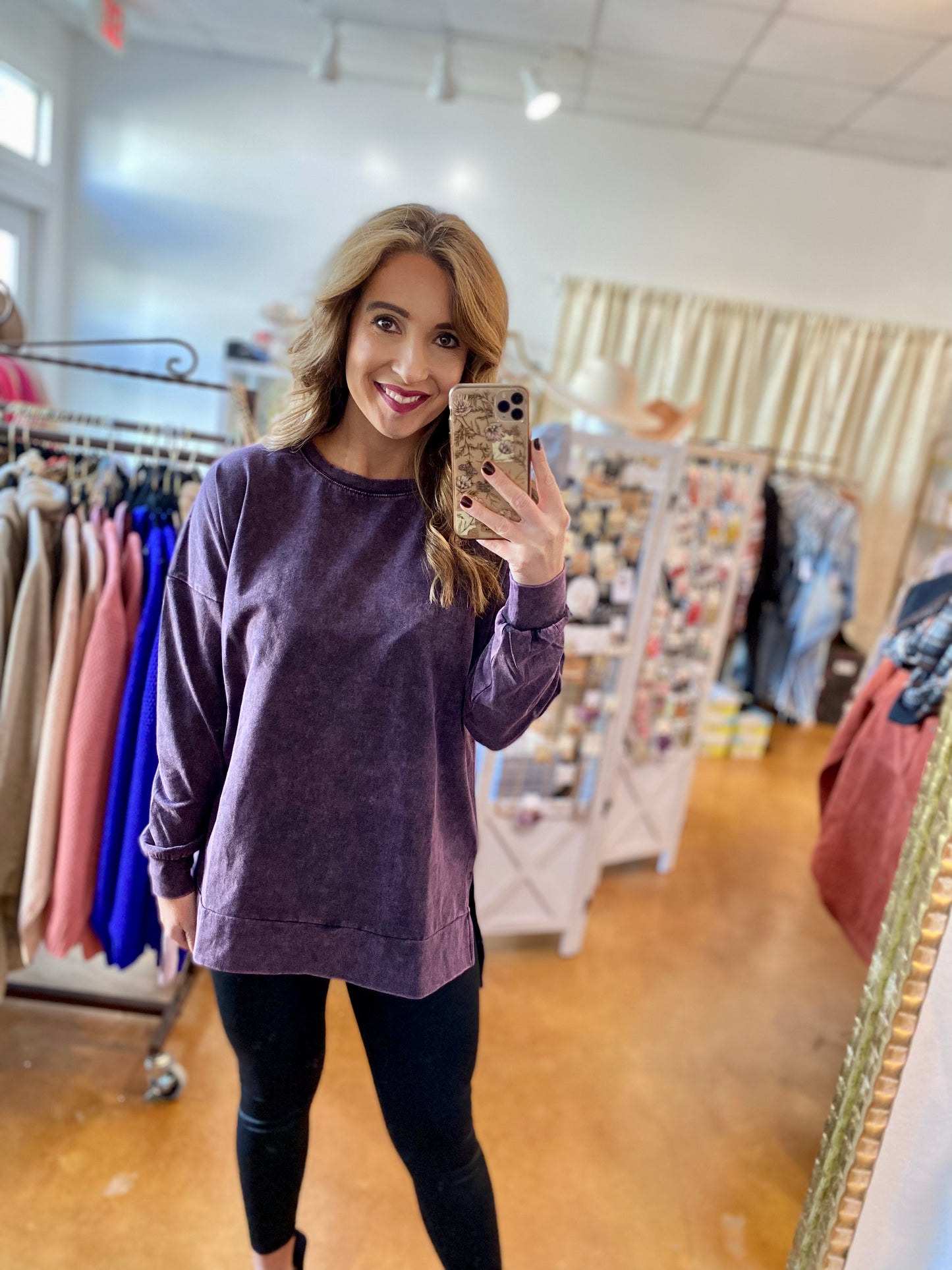 Purple Mineral Washed Pullover