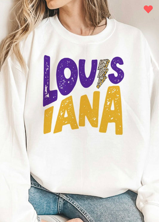 Purple and Gold LOUISIANA Crew Neck Pullover (Arriving Soon)