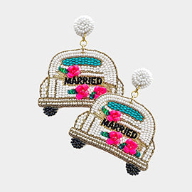 Just Married Beaded Earrings