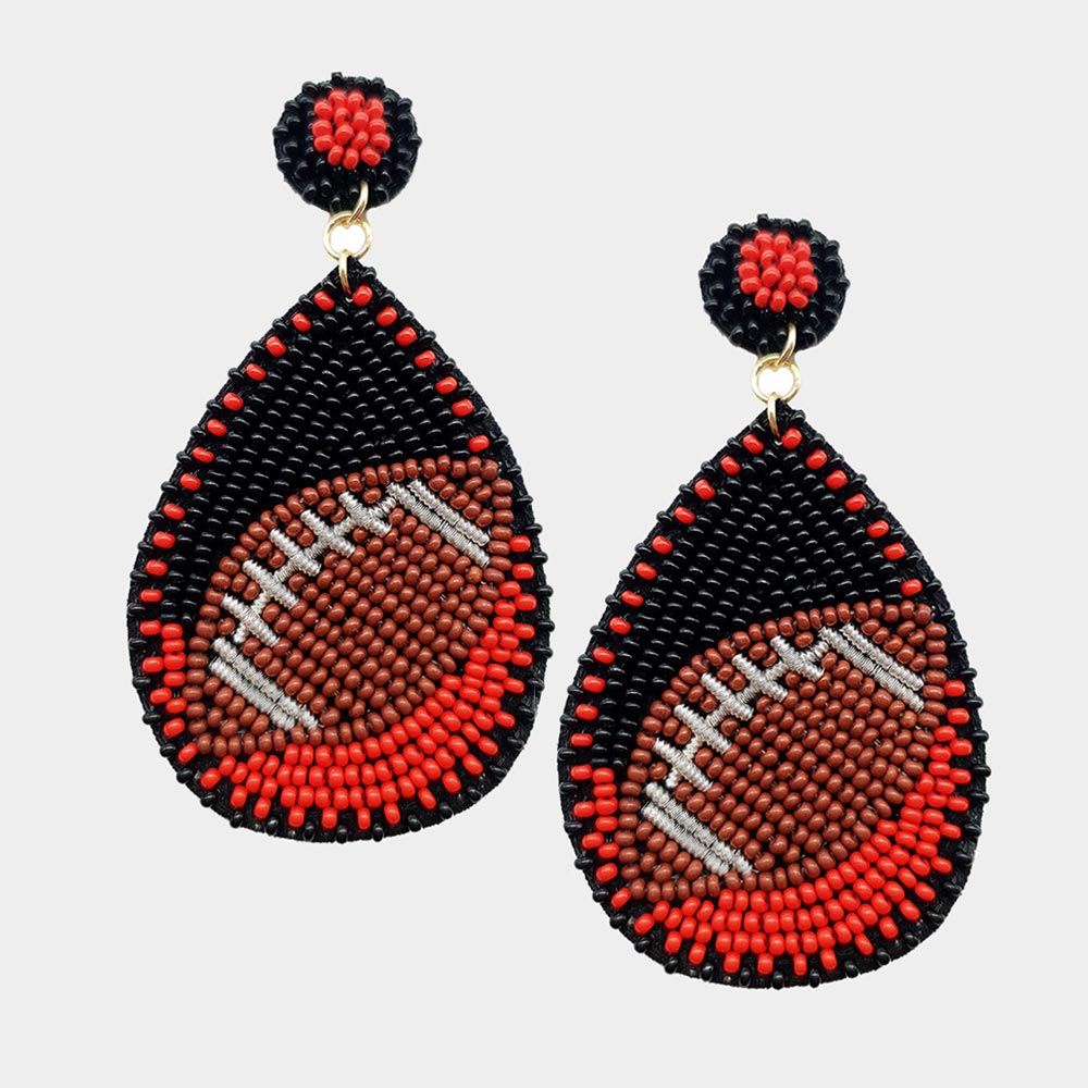 Football Beaded Earrings