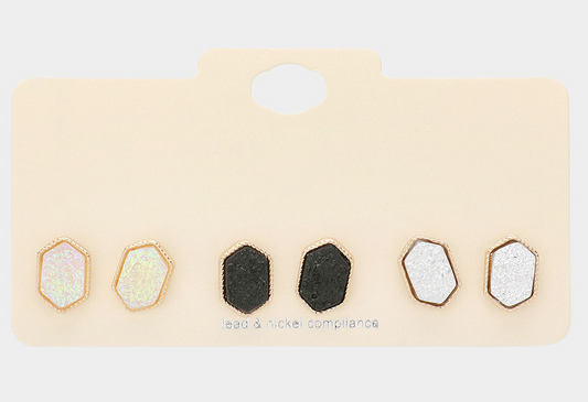 Hexagon Stud Earrings