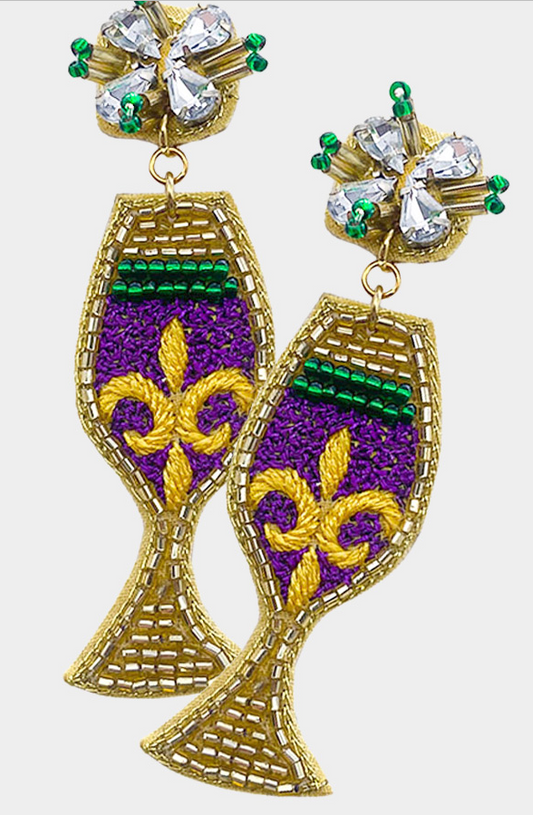 Mardi Gras Wine Earrings